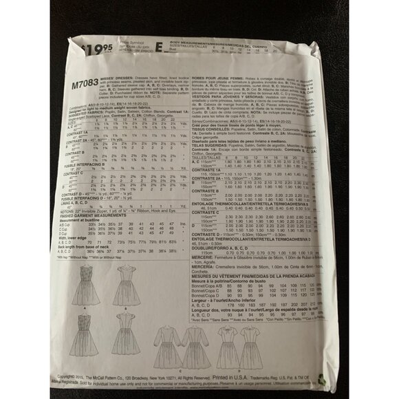 McCall's Misses Dress Sewing Pattern Sz 14 - 22 M7083 - Uncut - Picture 6 of 9